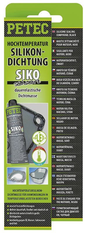 PETEC 97780 Silikonová těsnicí hmota, černá