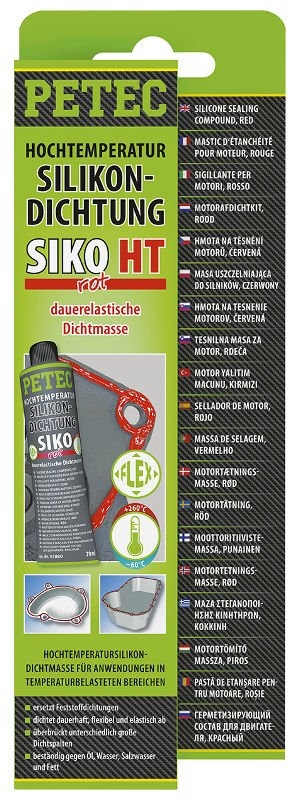 PETEC 97880 Silikonová těsnicí hmota, červená